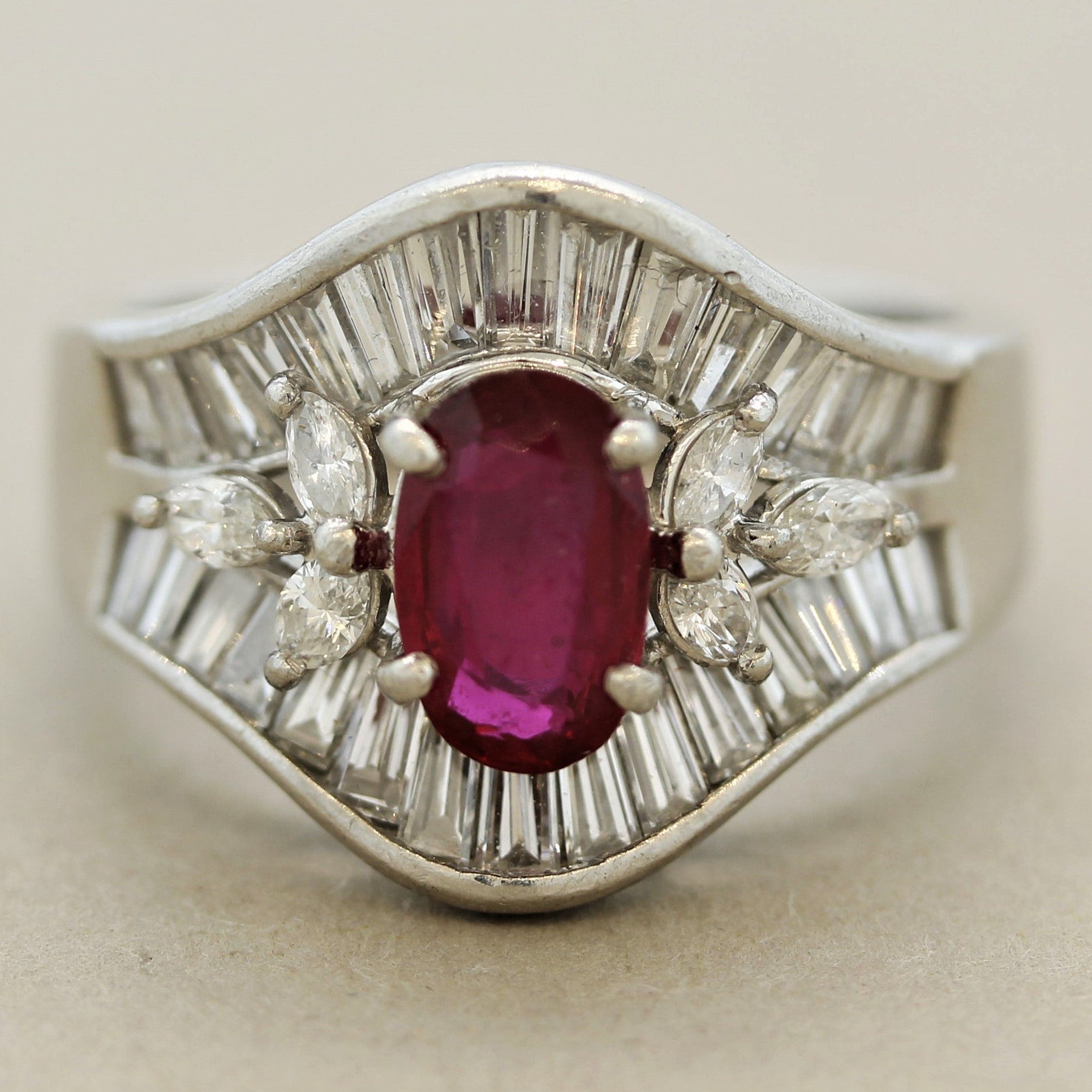 Ruby Diamond Platinum Ring