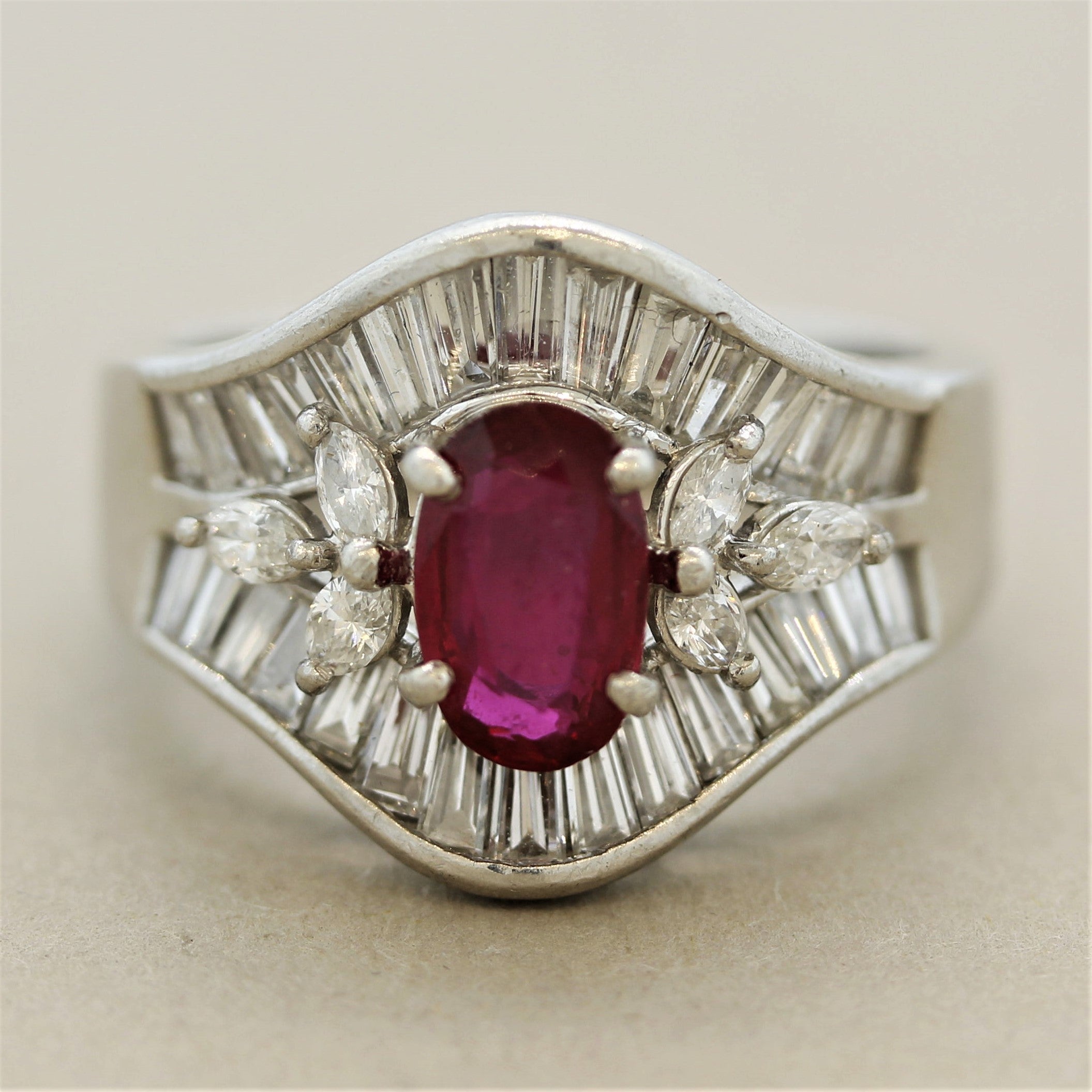 Ruby Diamond Platinum Ring