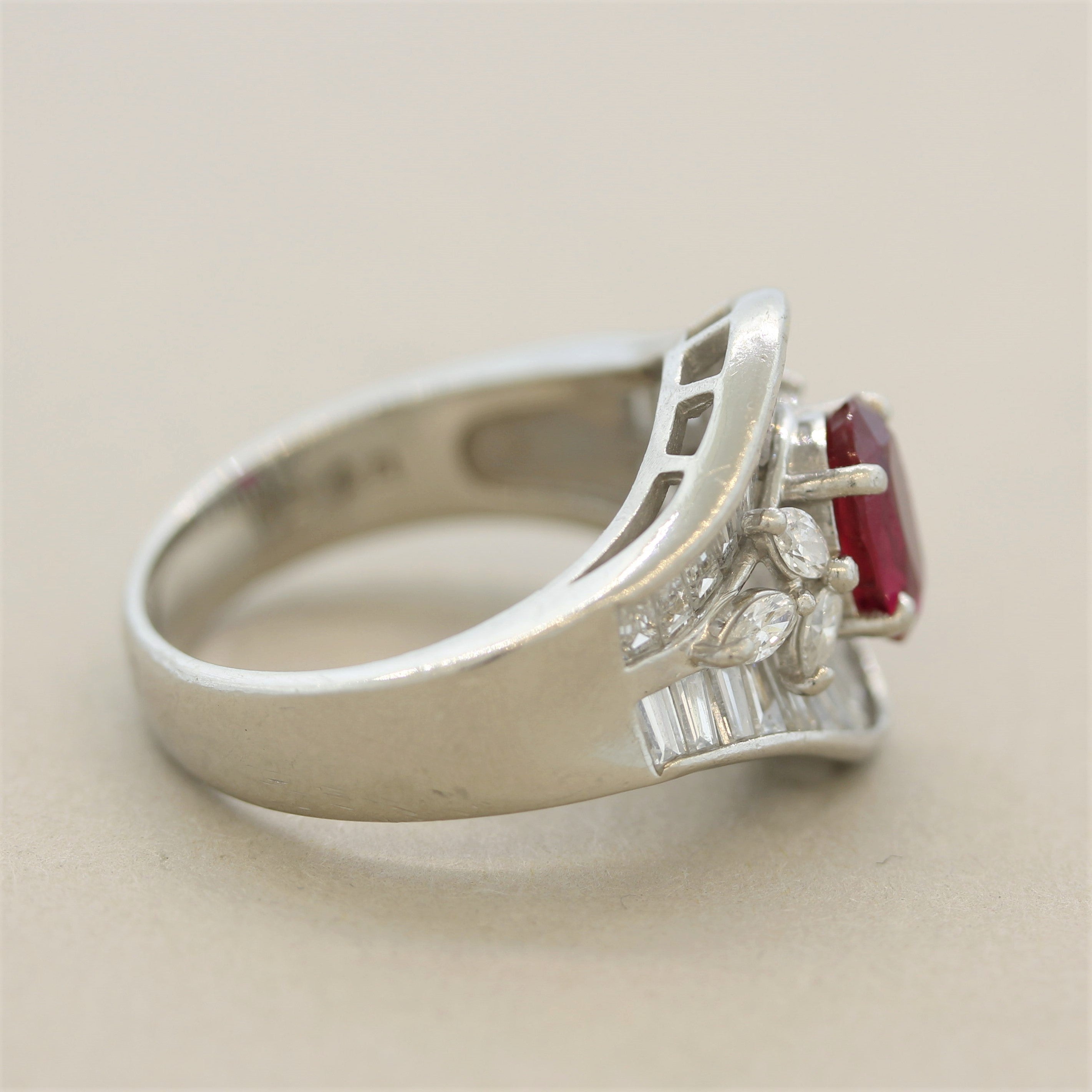 Ruby Diamond Platinum Ring