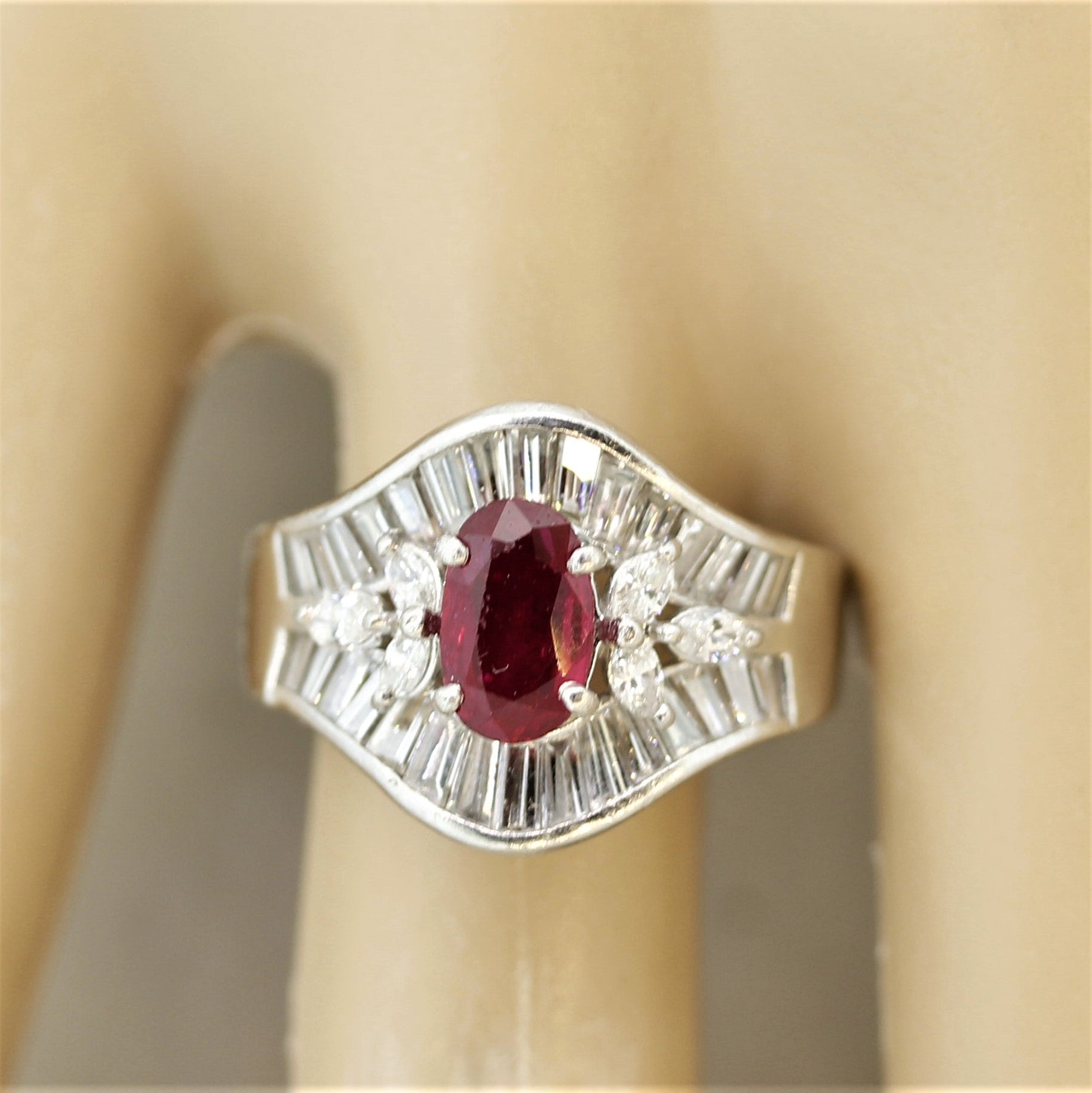 Ruby Diamond Platinum Ring