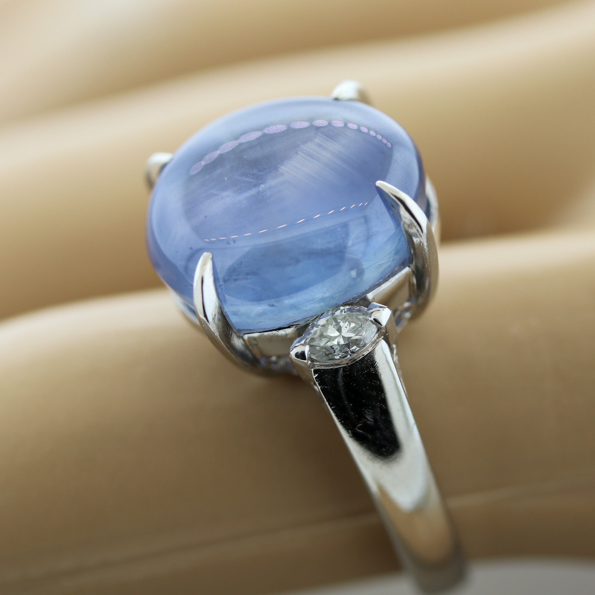 Star Sapphire Diamond Platinum Ring