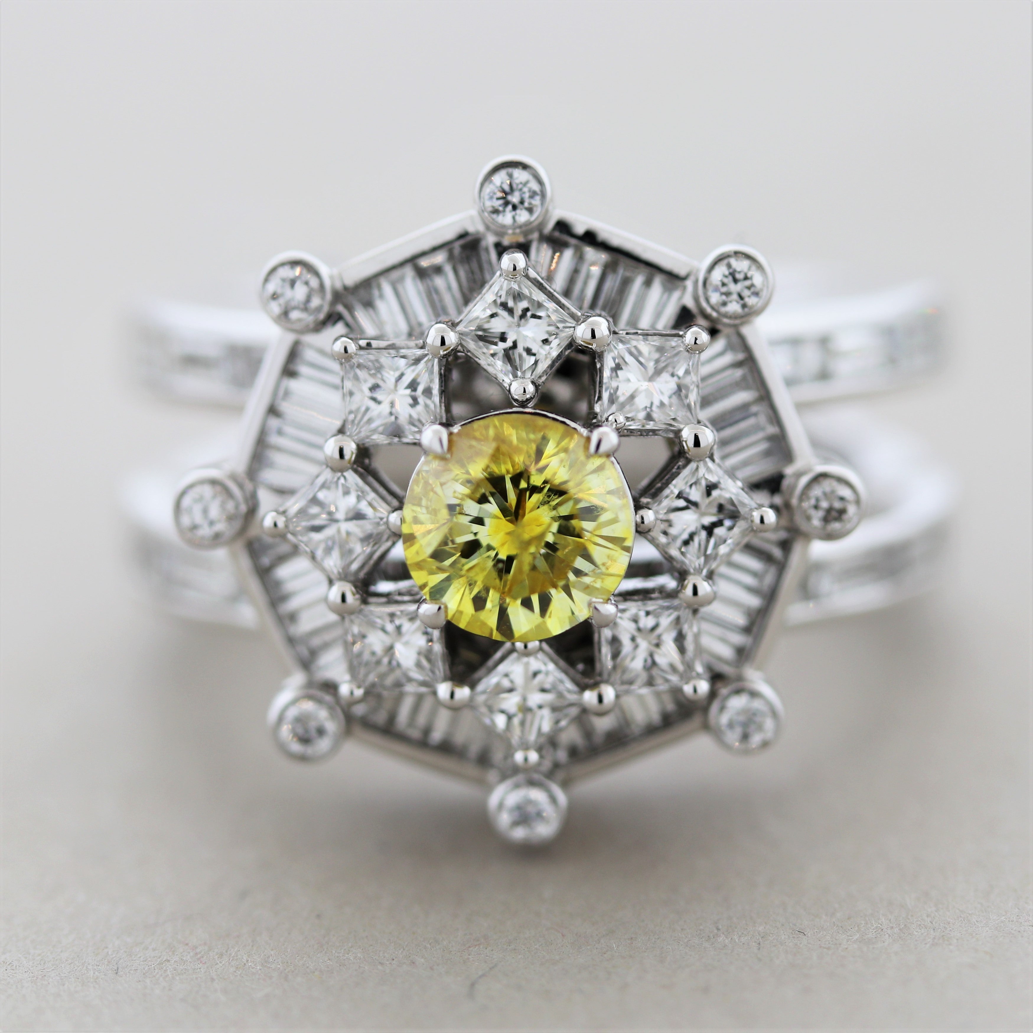 Fancy Light Yellow Diamond Platinum Engagement Ring