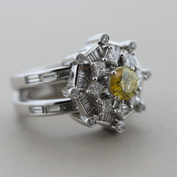 Fancy Light Yellow Diamond Platinum Engagement Ring