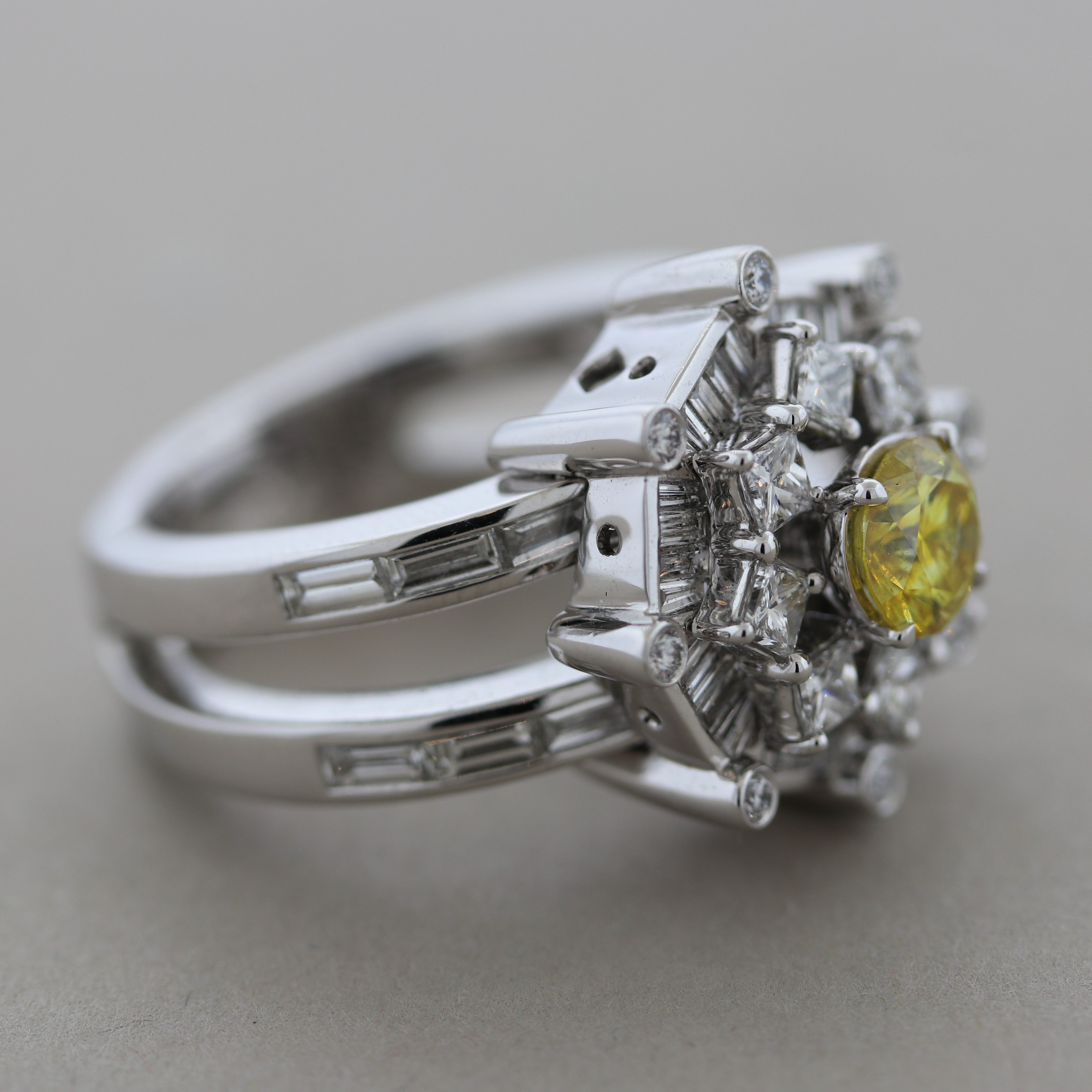 Fancy Light Yellow Diamond Platinum Engagement Ring