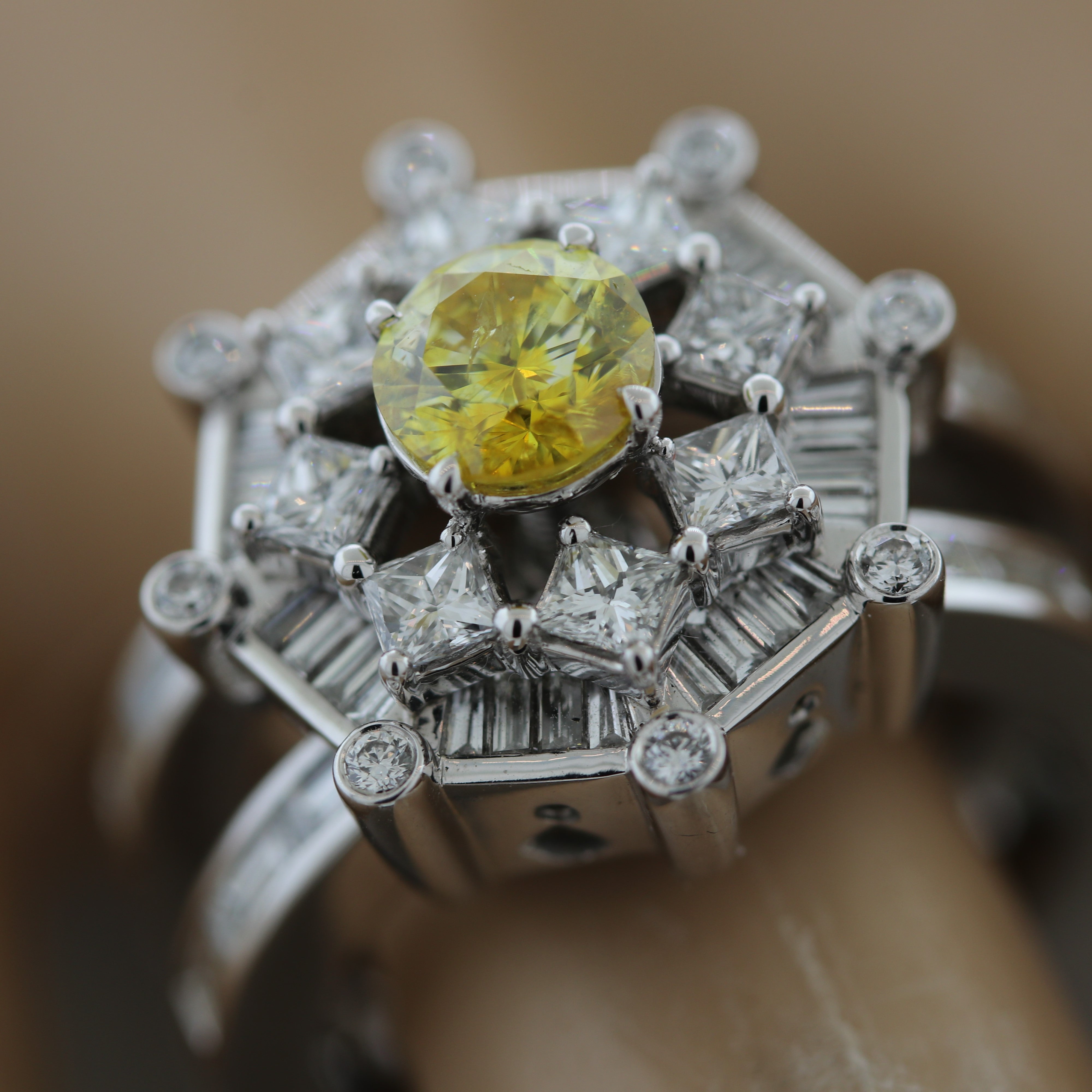 Fancy Light Yellow Diamond Platinum Engagement Ring