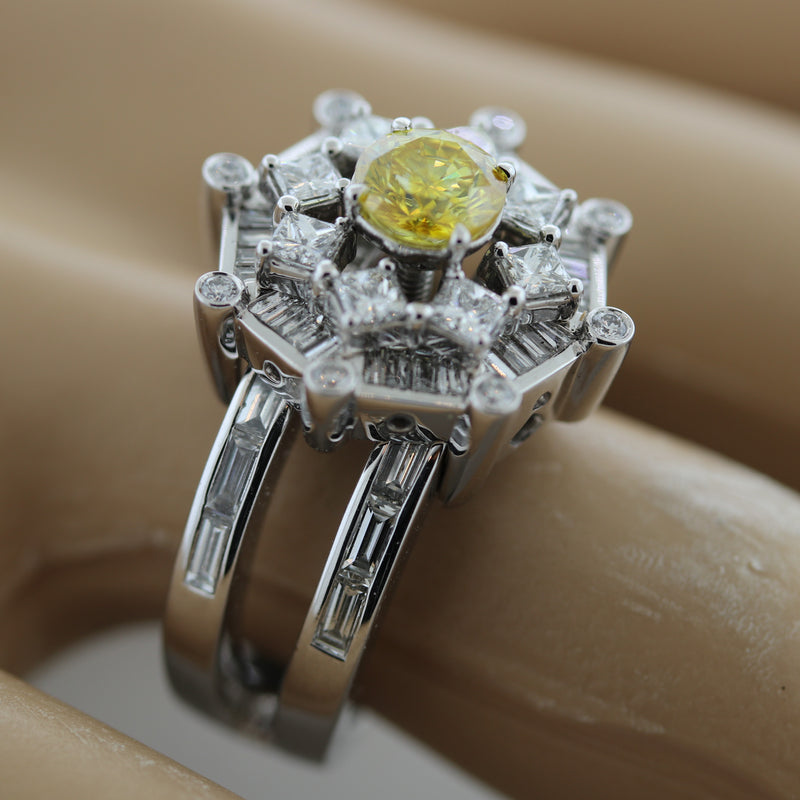 Fancy Light Yellow Diamond Platinum Engagement Ring