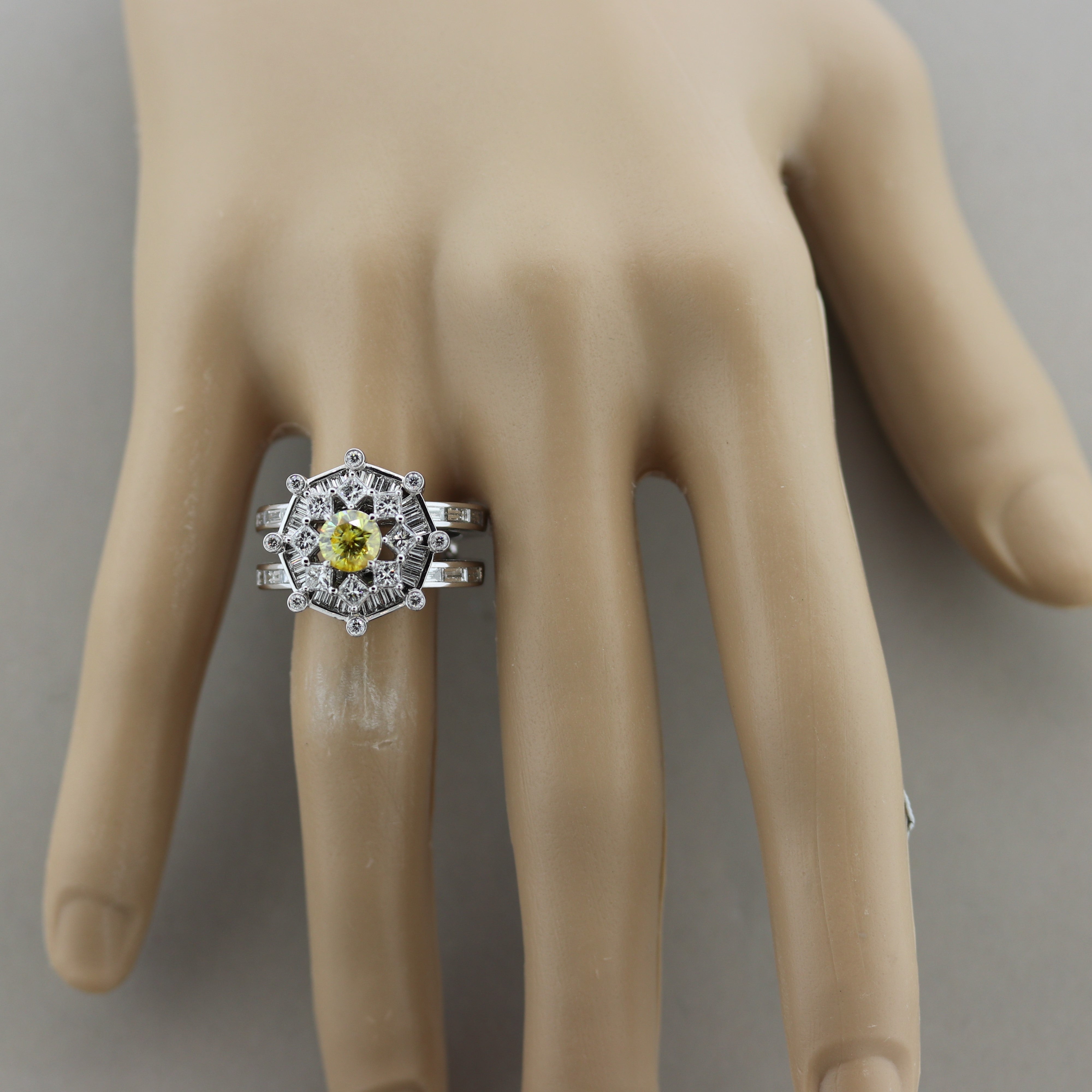 Fancy Light Yellow Diamond Platinum Engagement Ring