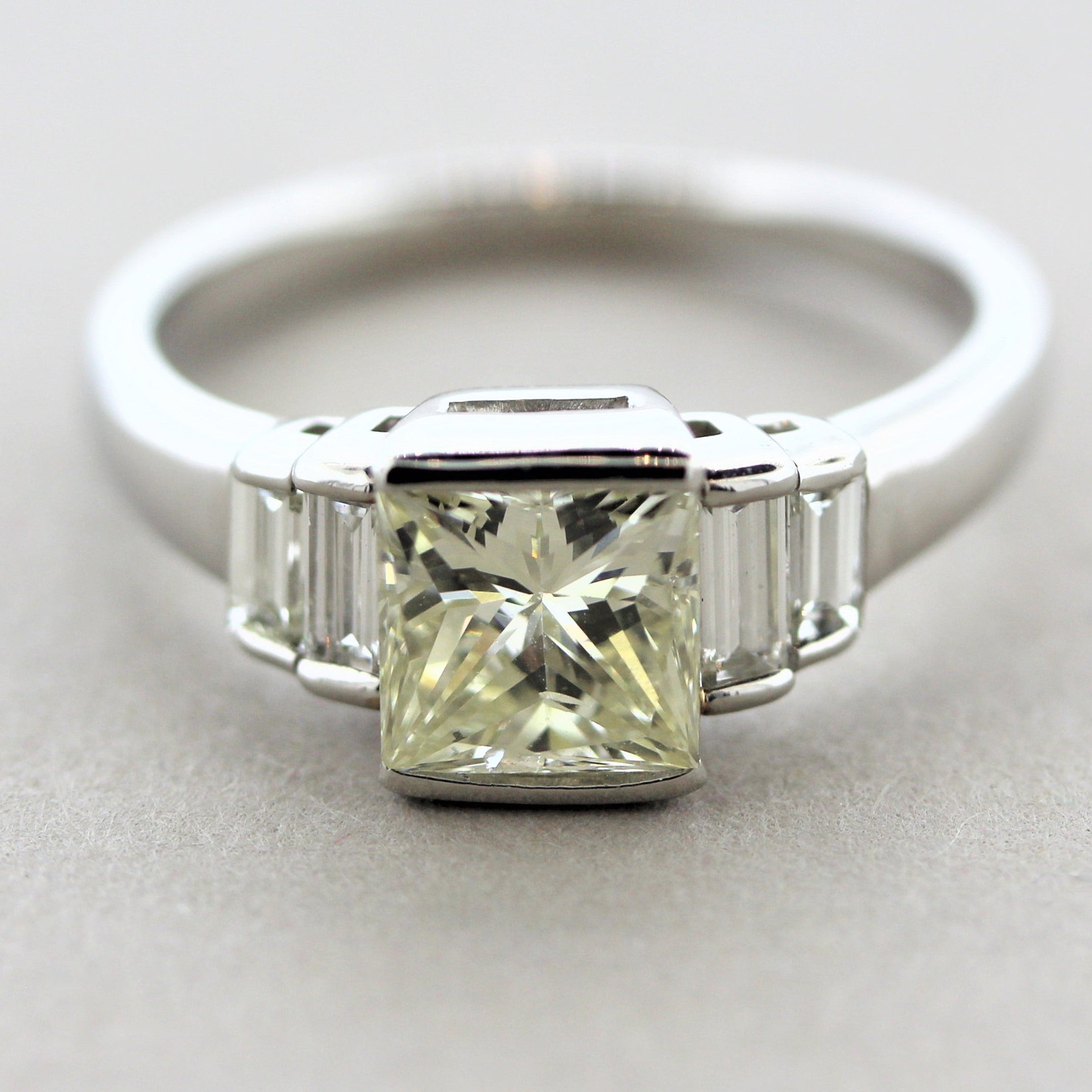 Fancy Light Yellow Diamond Platinum Engagement Ring