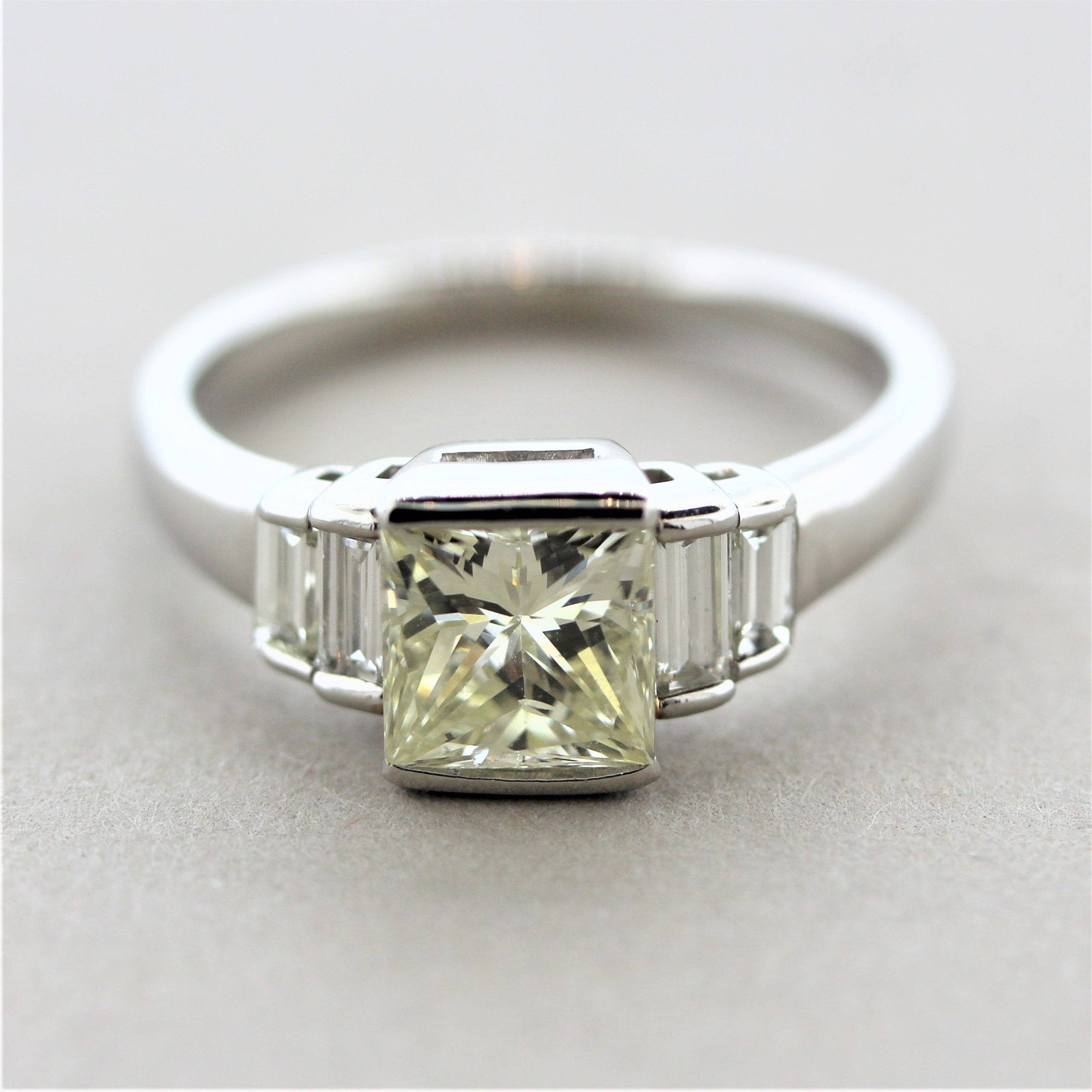 Fancy Light Yellow Diamond Platinum Engagement Ring