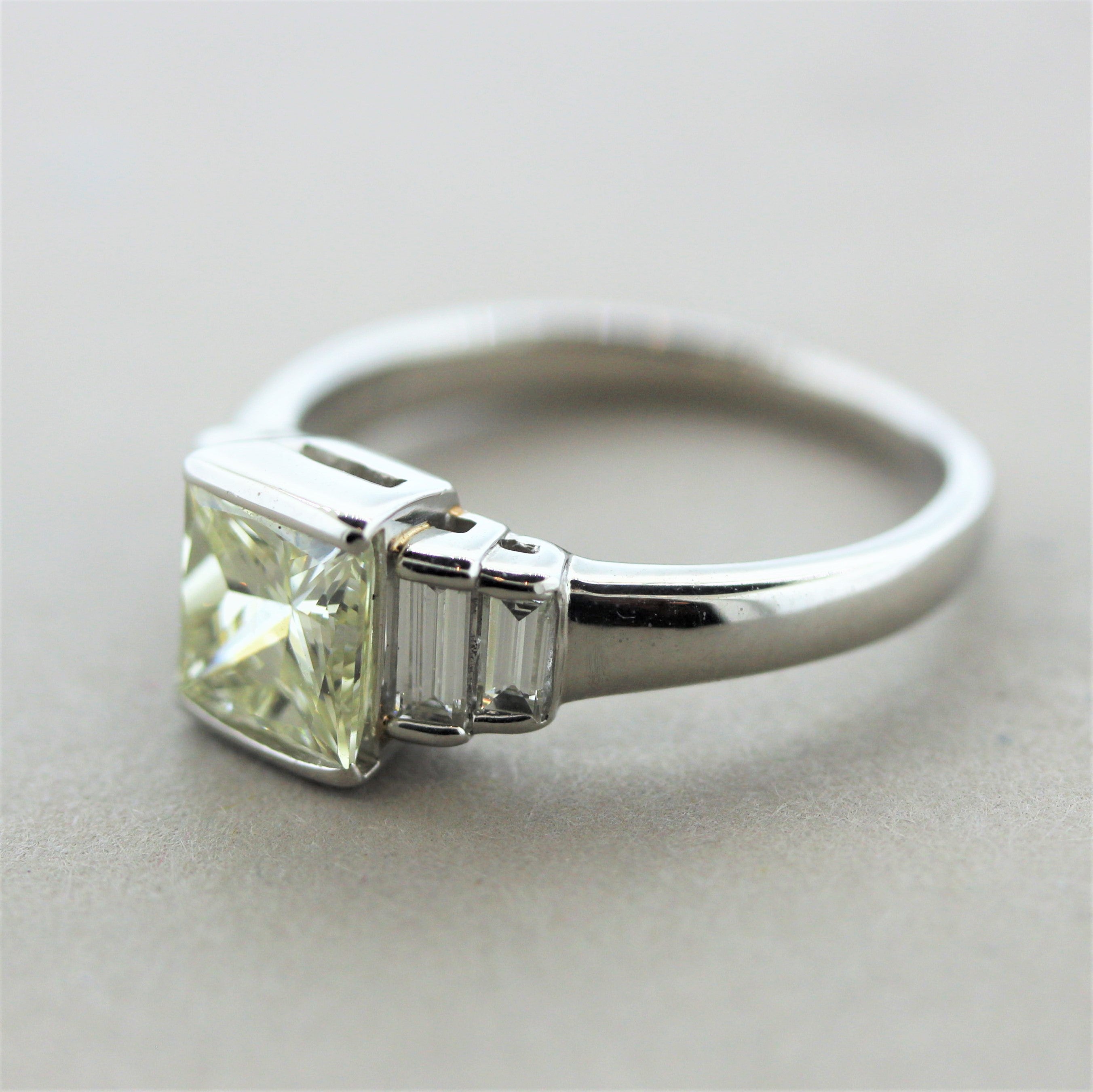 Fancy Light Yellow Diamond Platinum Engagement Ring