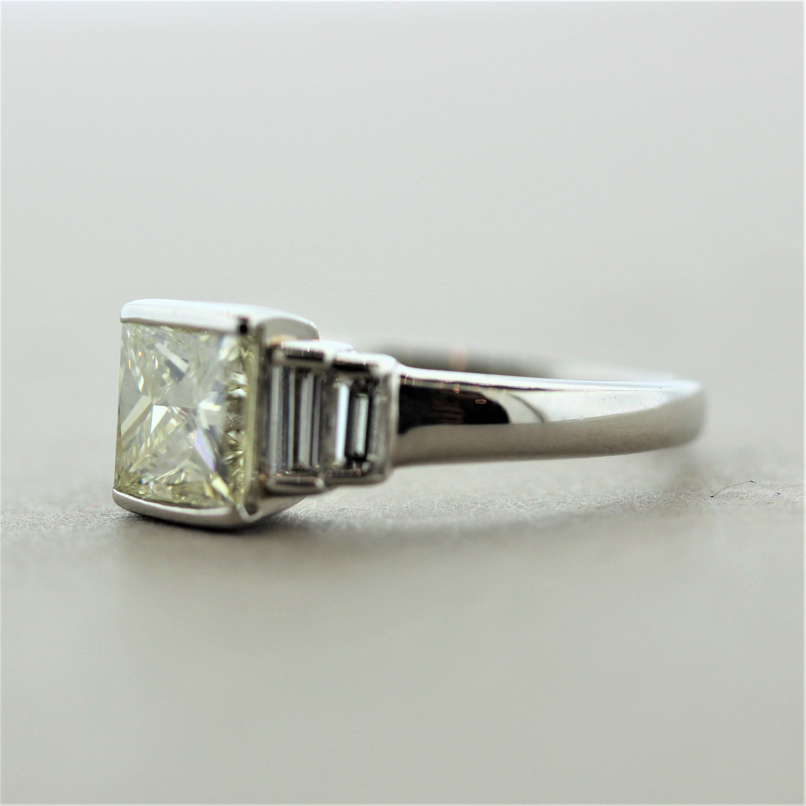 Fancy Light Yellow Diamond Platinum Engagement Ring