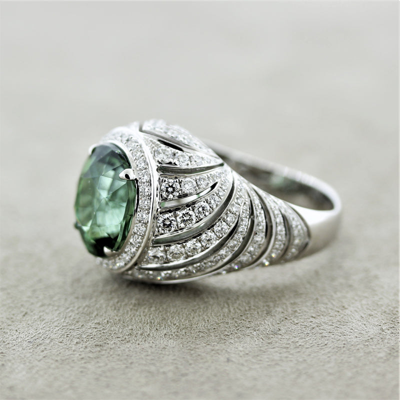2.1 ct Green Tourmaline & Diamond Ring – Adrian Rose Jewelry