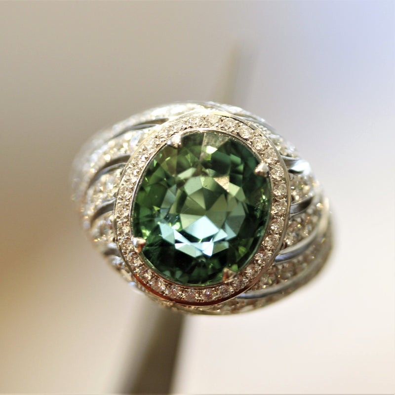 Sublime Paraiba Tourmaline Diamond Gold Domed Ring