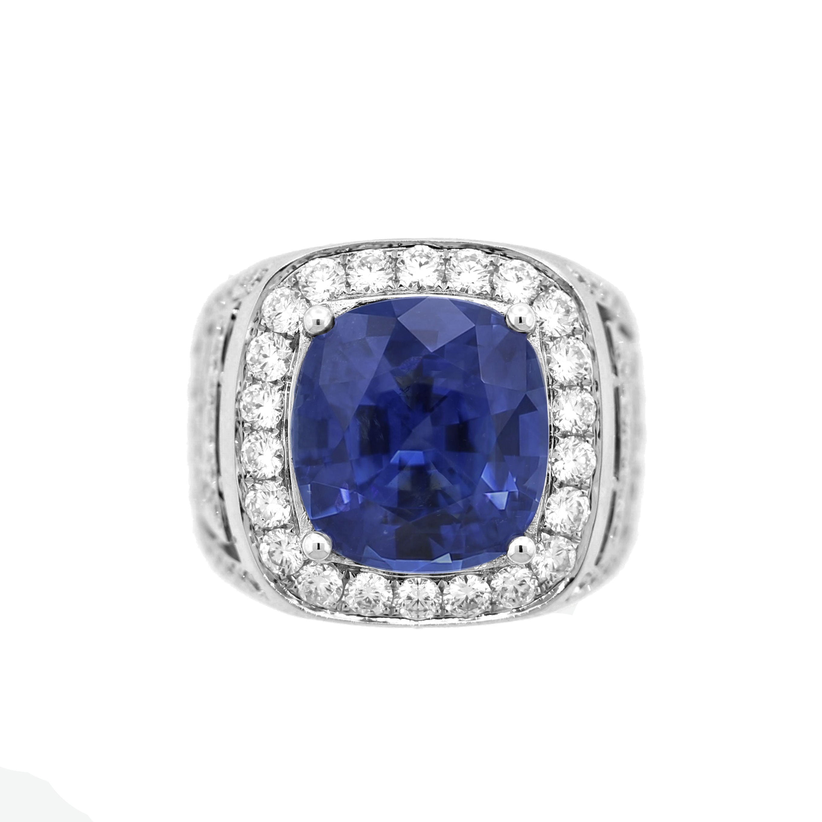 Fine Blue Sapphire Diamond Gold Ring, SSEF, GIA & Lotus Certified