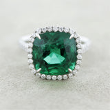 Spectacular Emerald Diamond Platinum Ring, AGL Certified