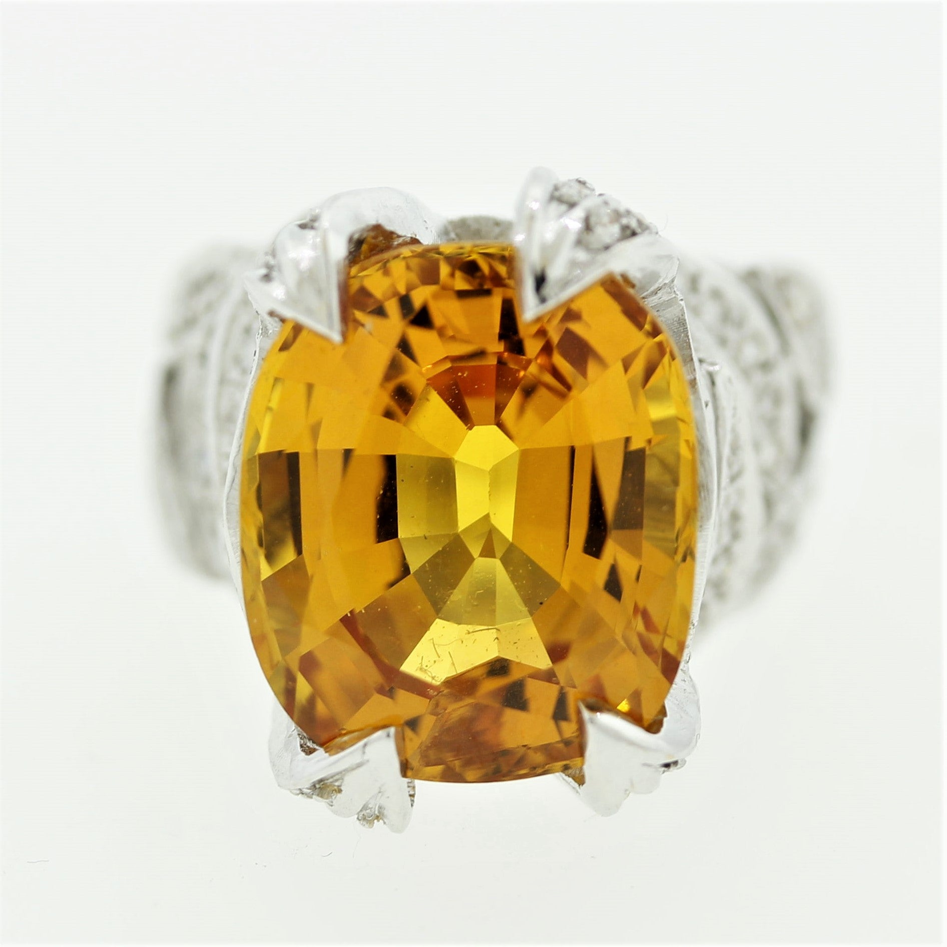 Orange Sapphire Diamond Gold Ring