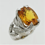 Orange Sapphire Diamond Gold Ring