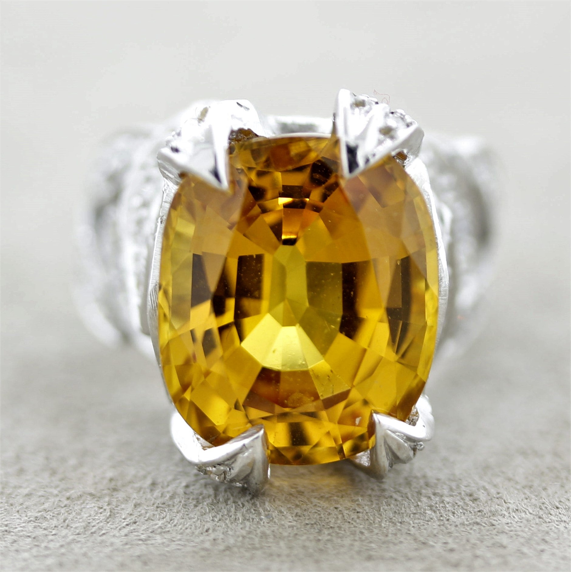 Orange Sapphire Diamond Gold Ring