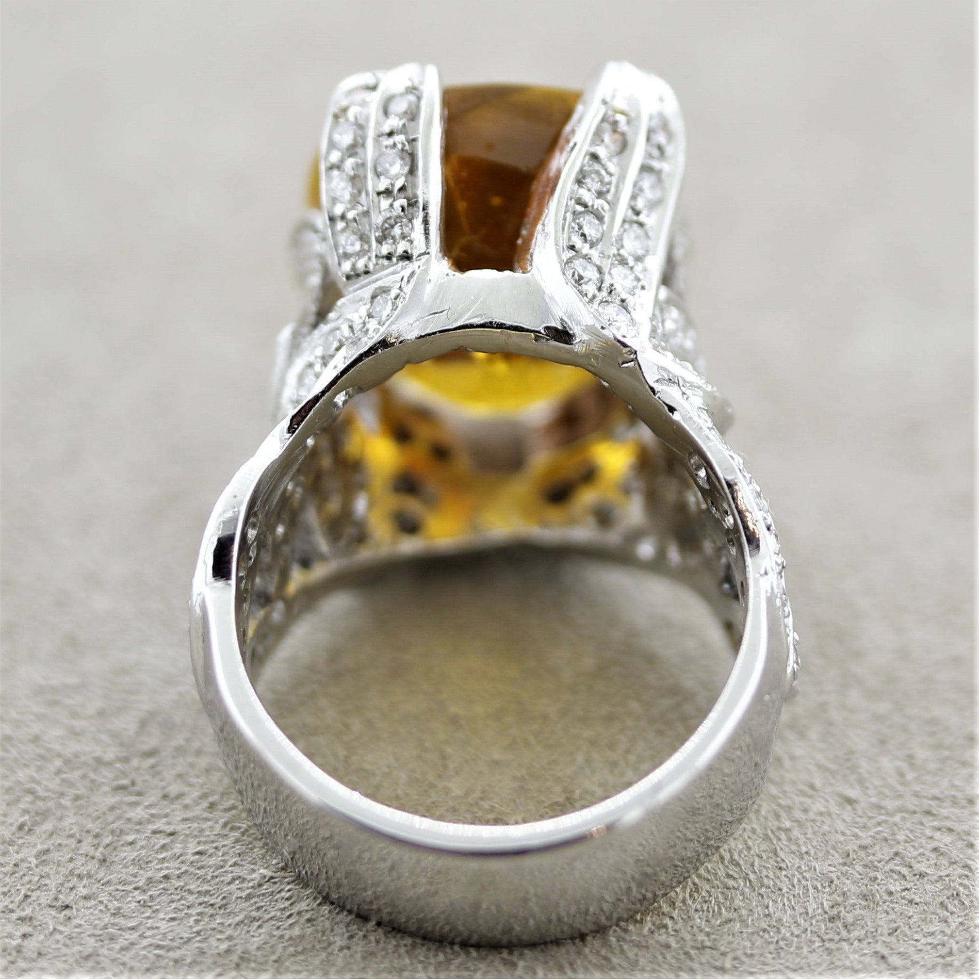 Orange Sapphire Diamond Gold Ring