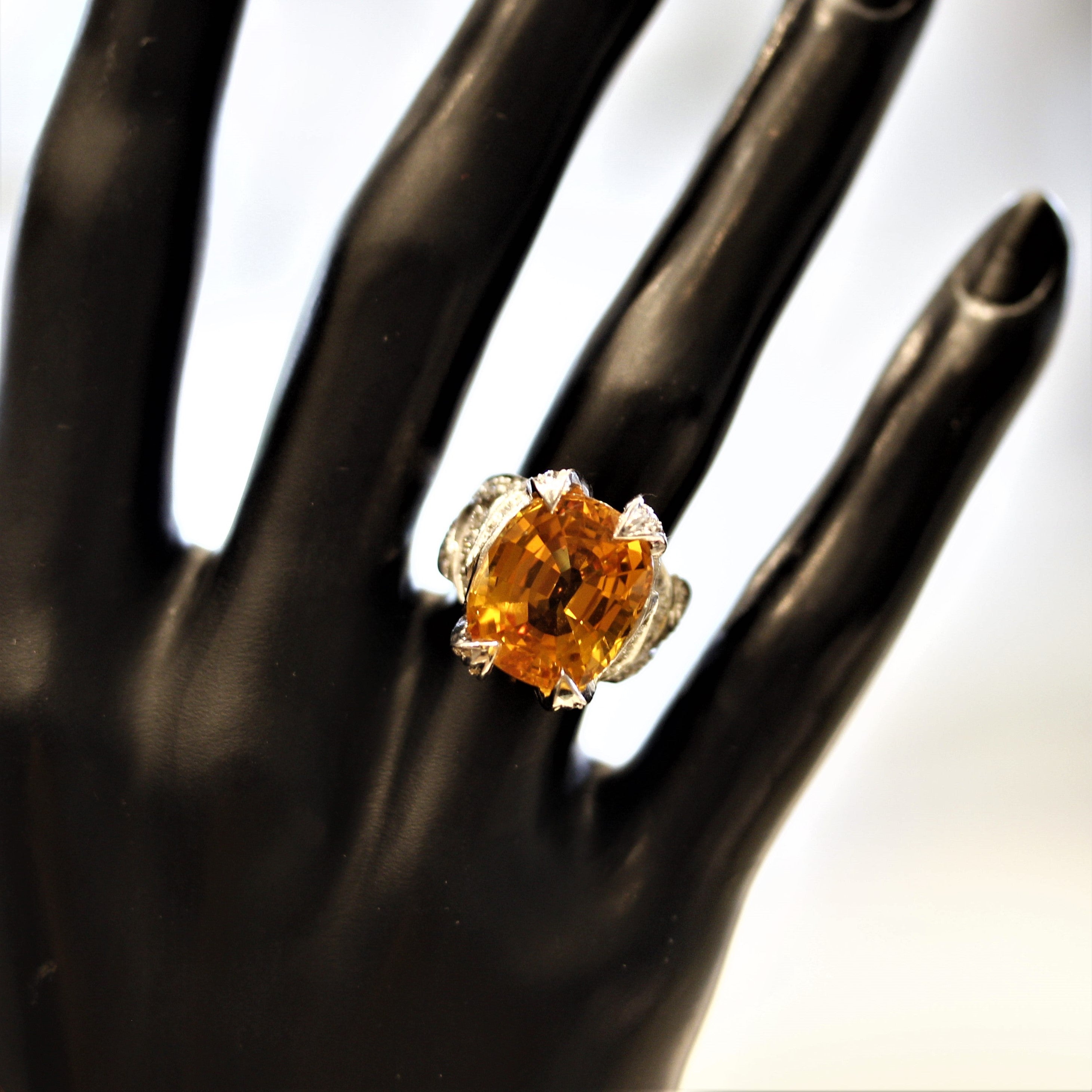 Orange Sapphire Diamond Gold Ring