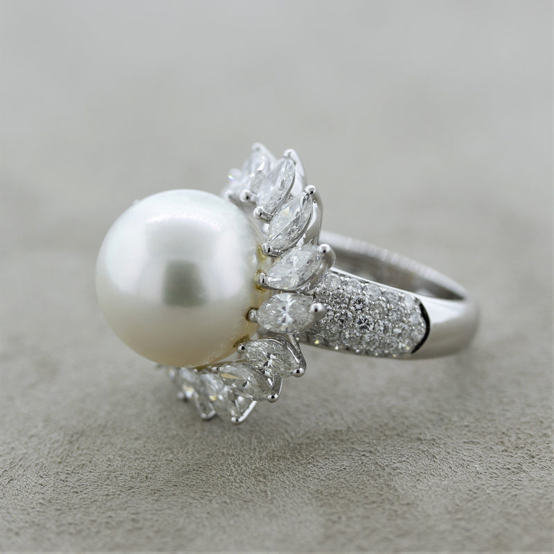 Cultured Pearl and Diamond Ring | Thomas Jewelers