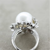 South Sea Pearl Diamond Swirl Gold Cocktail Ring