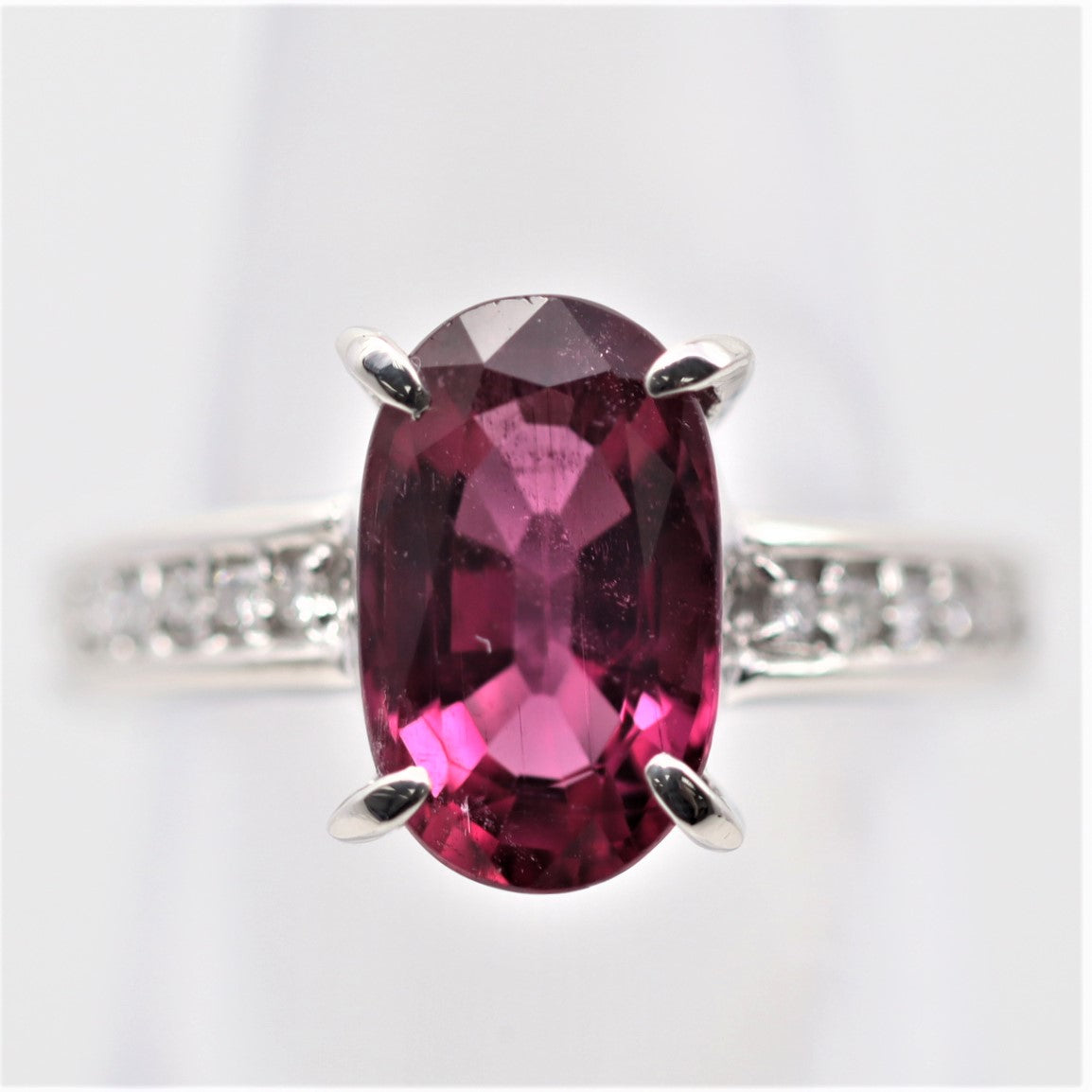 Rubellite Tourmaline Diamond Platinum Ring