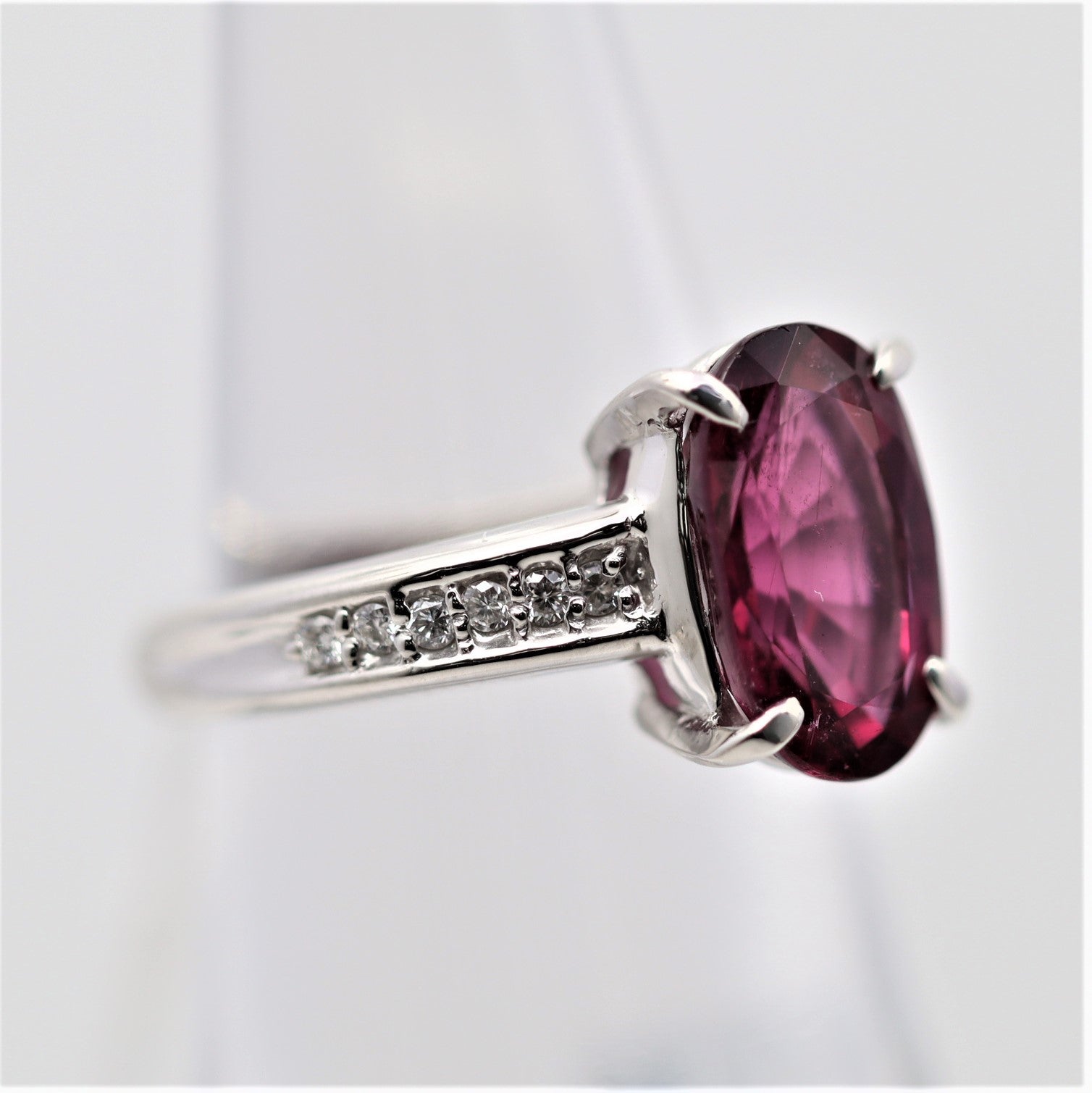 Rubellite Tourmaline Diamond Platinum Ring