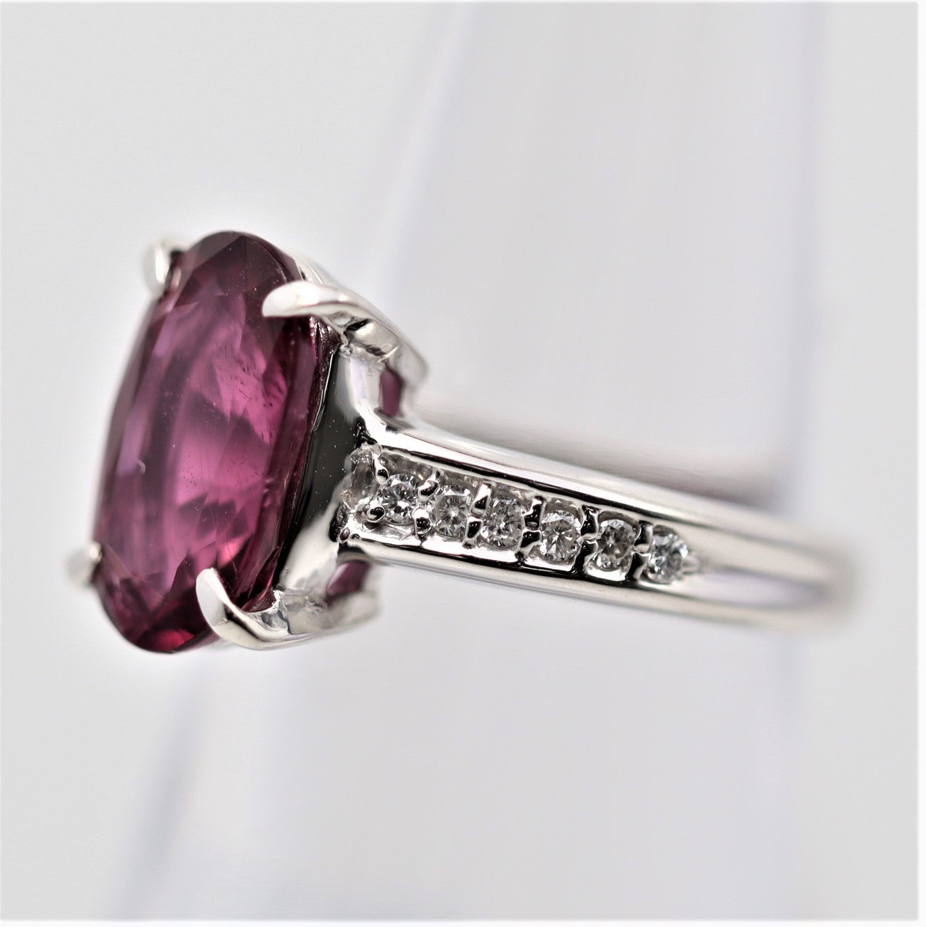 Rubellite Tourmaline Diamond Platinum Ring