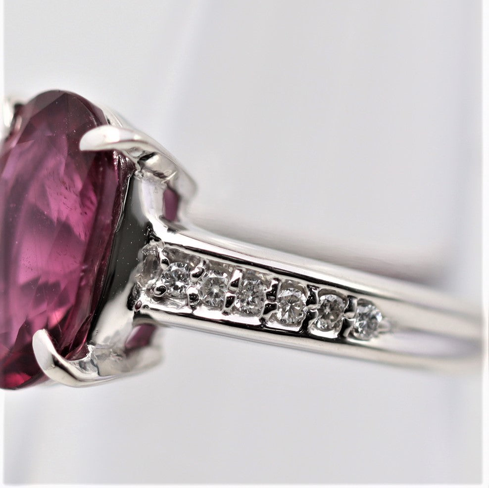 Rubellite Tourmaline Diamond Platinum Ring