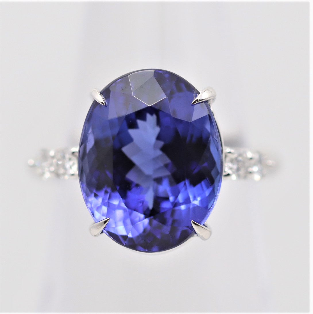 11.25 Carat Tanzanite Diamond Platinum Ring