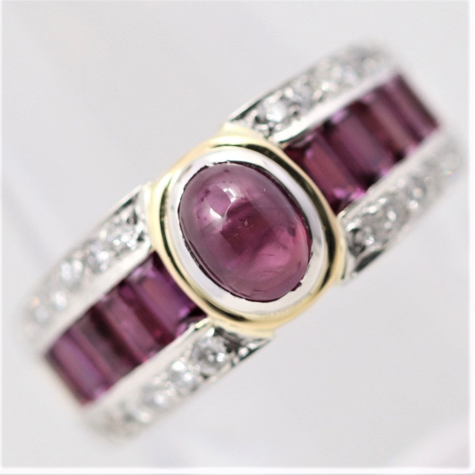 Ruby Diamond Platinum & Gold Band Ring