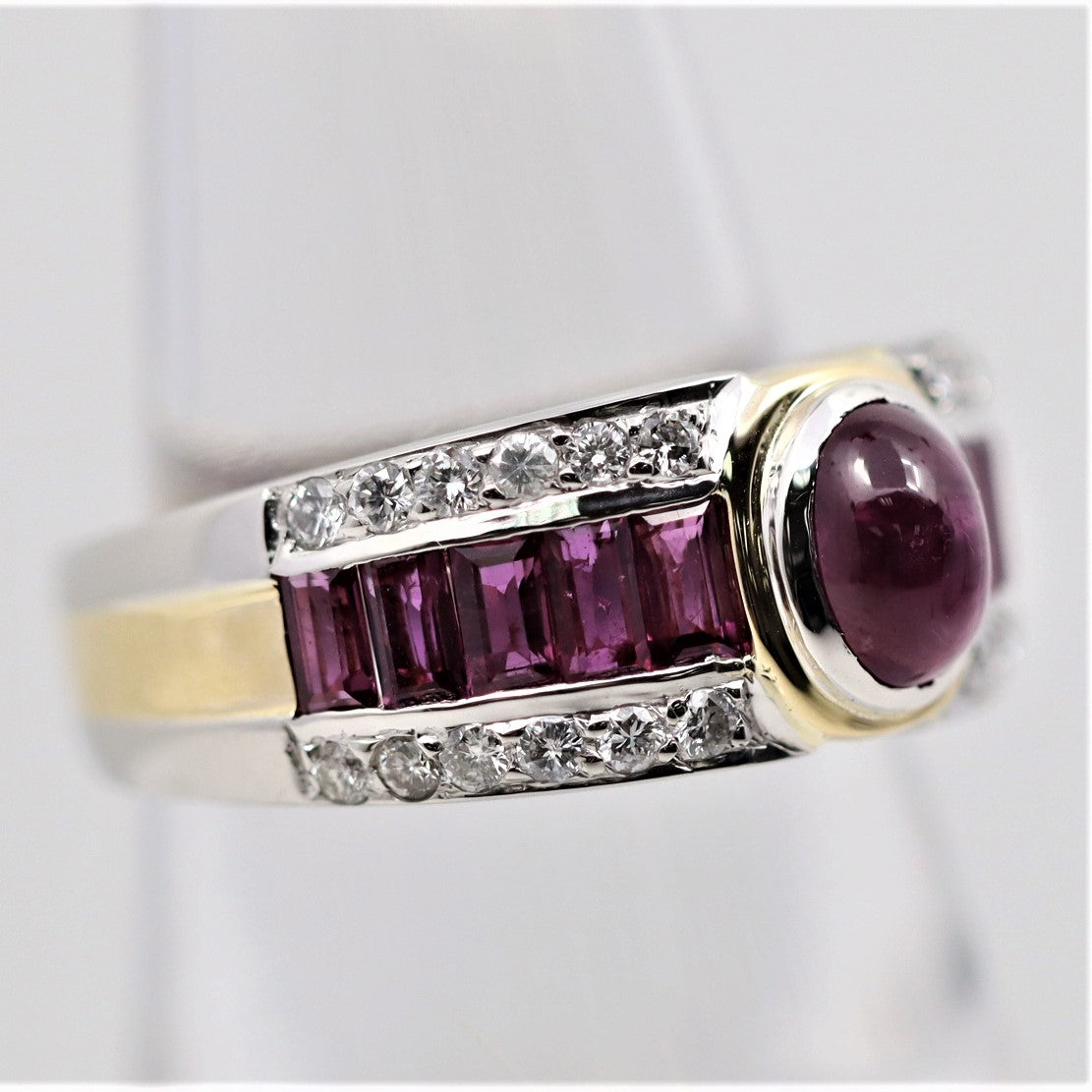 Ruby Diamond Platinum & Gold Band Ring