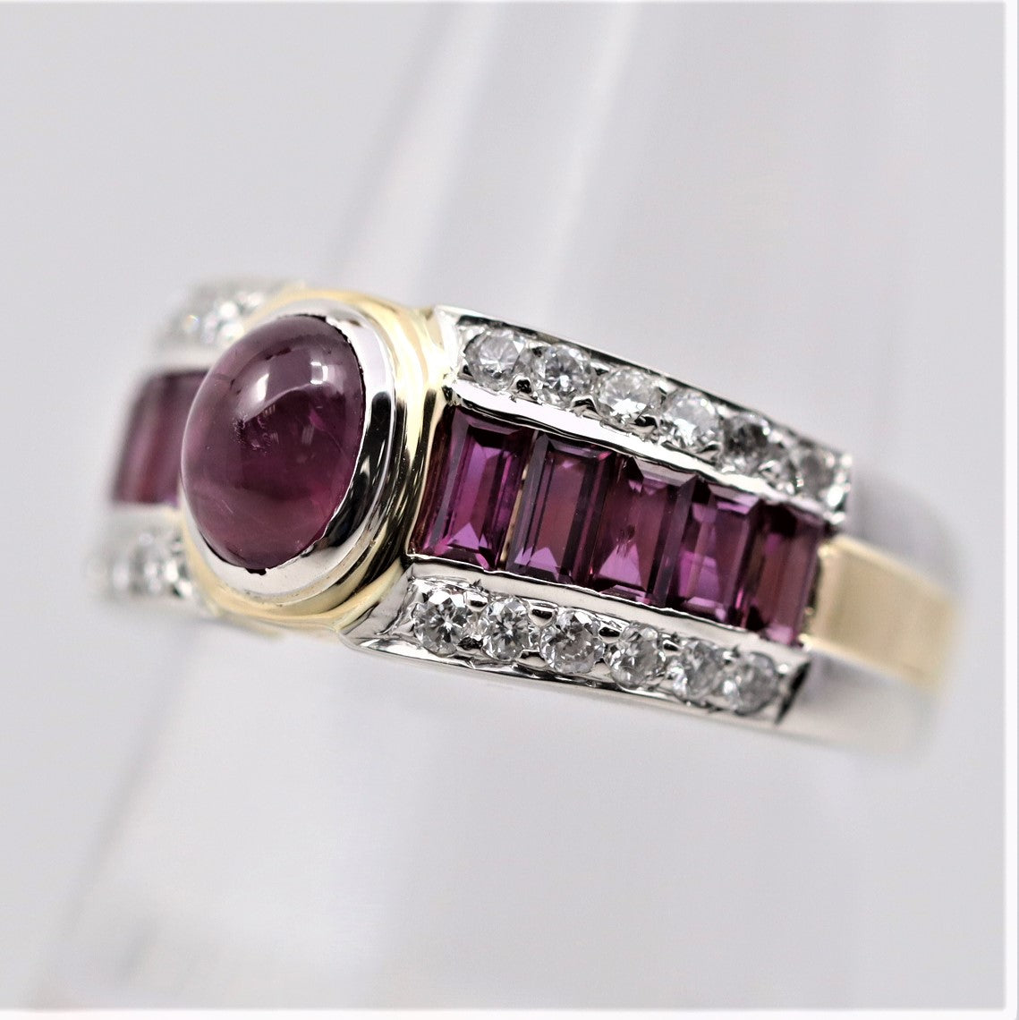 Ruby Diamond Platinum & Gold Band Ring