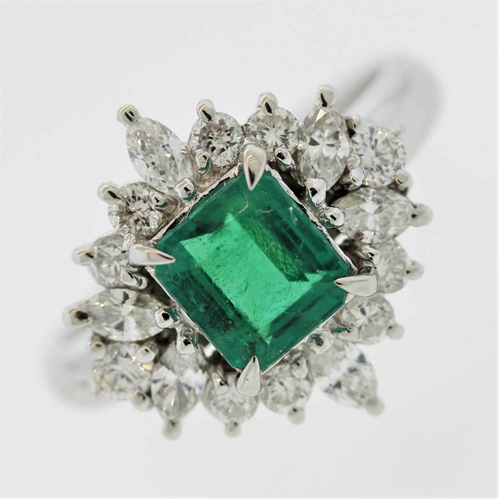 Emerald Diamond Platinum Ring