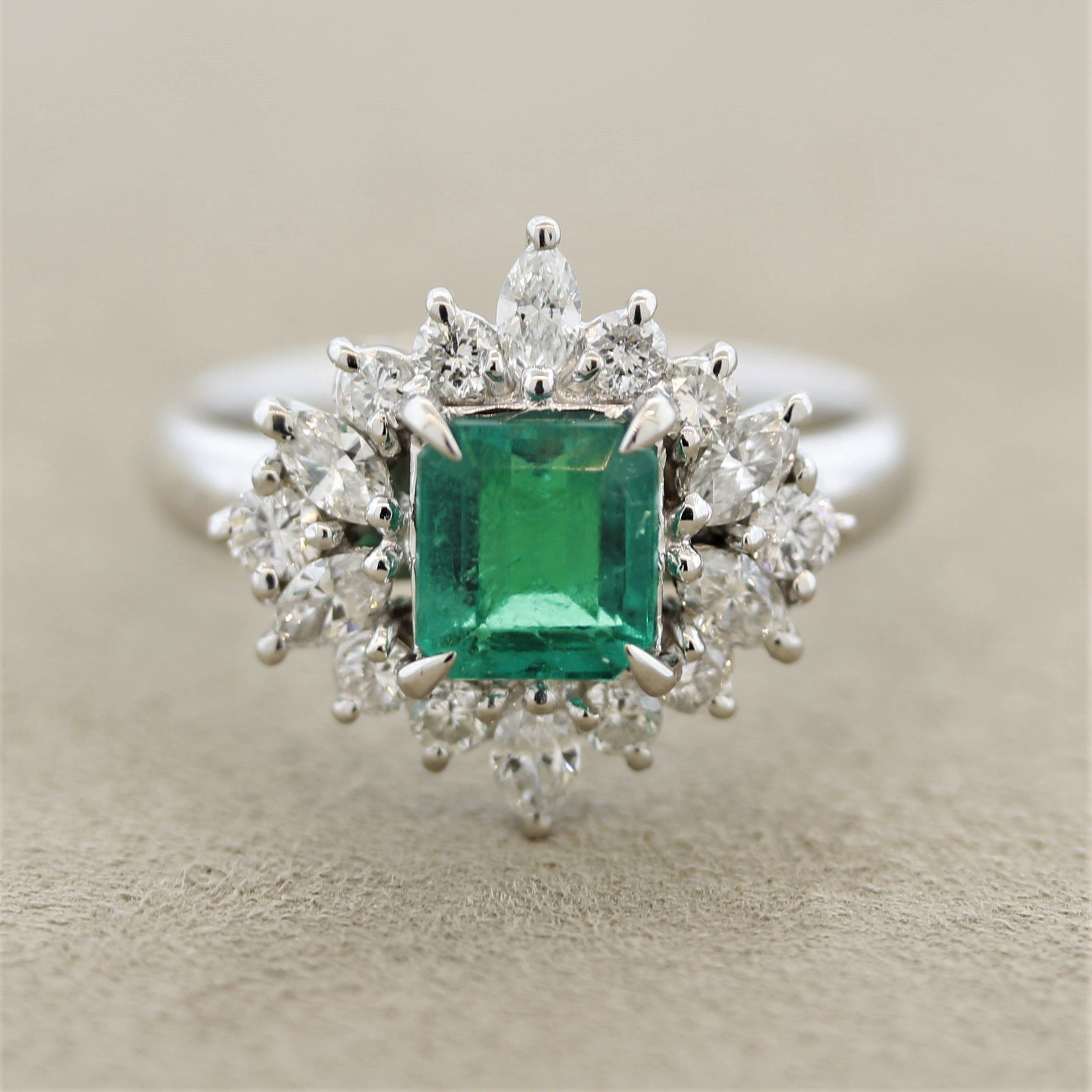 Emerald Diamond Platinum Ring