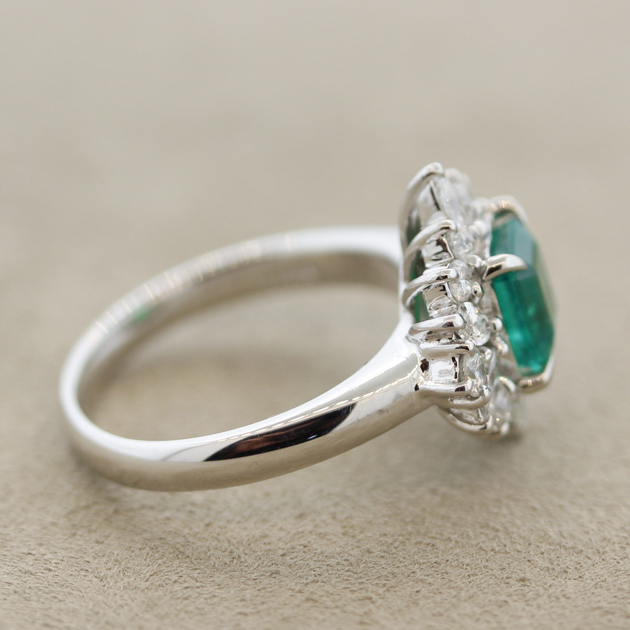 Emerald Diamond Platinum Ring