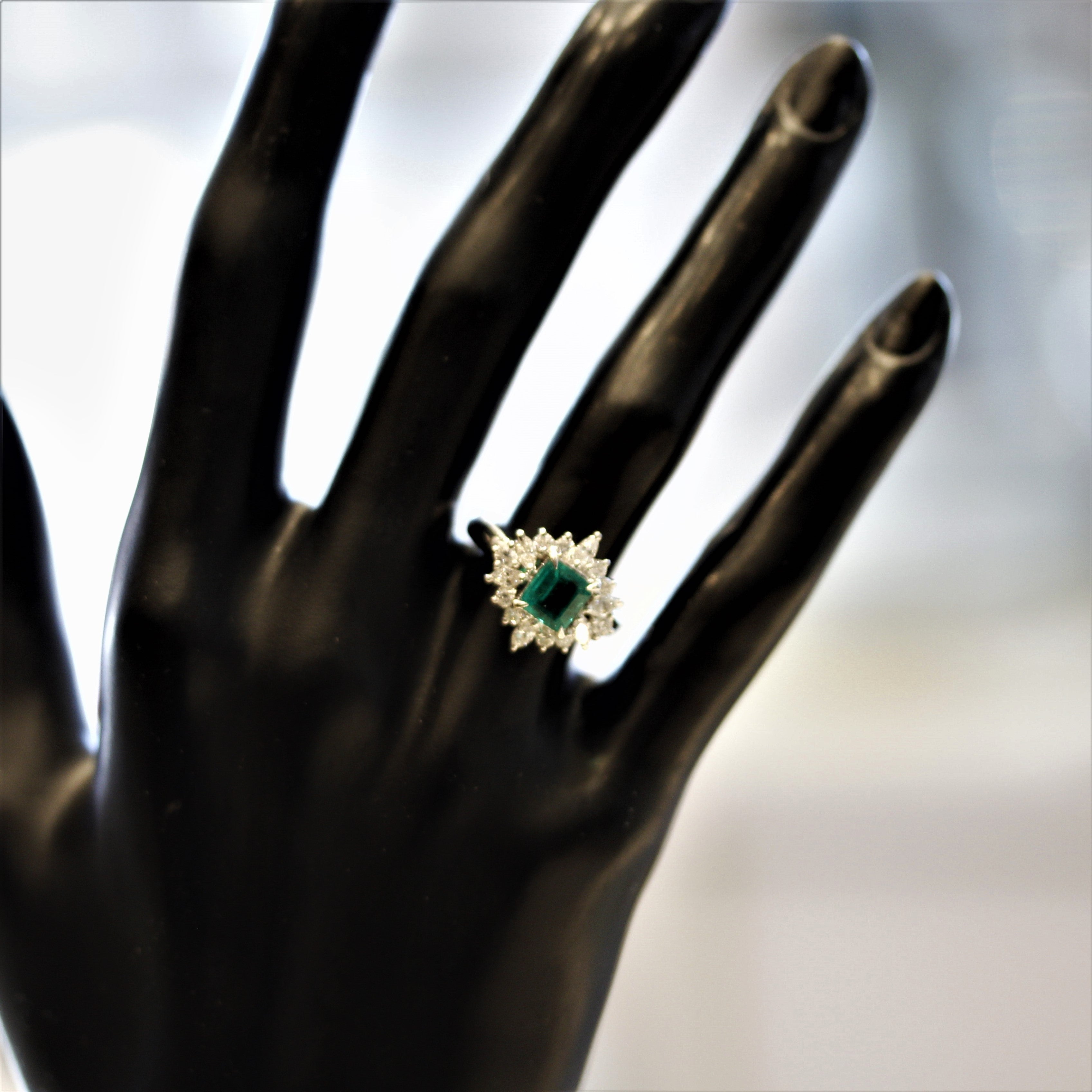 Emerald Diamond Platinum Ring