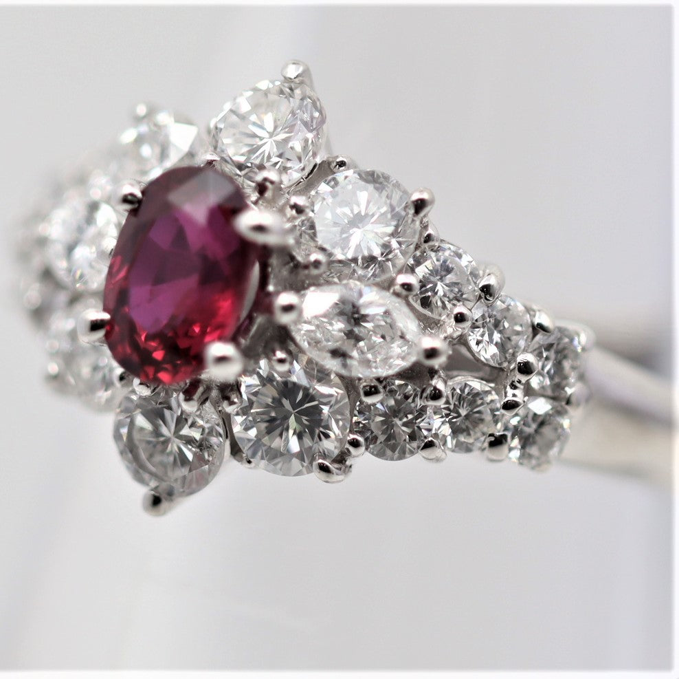 Ruby Diamond Platinum Ring