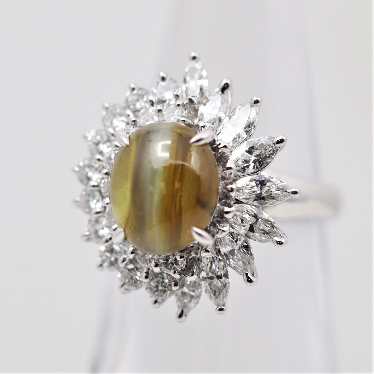 Cats Eye Chrysoberyl Diamond Platinum Ring