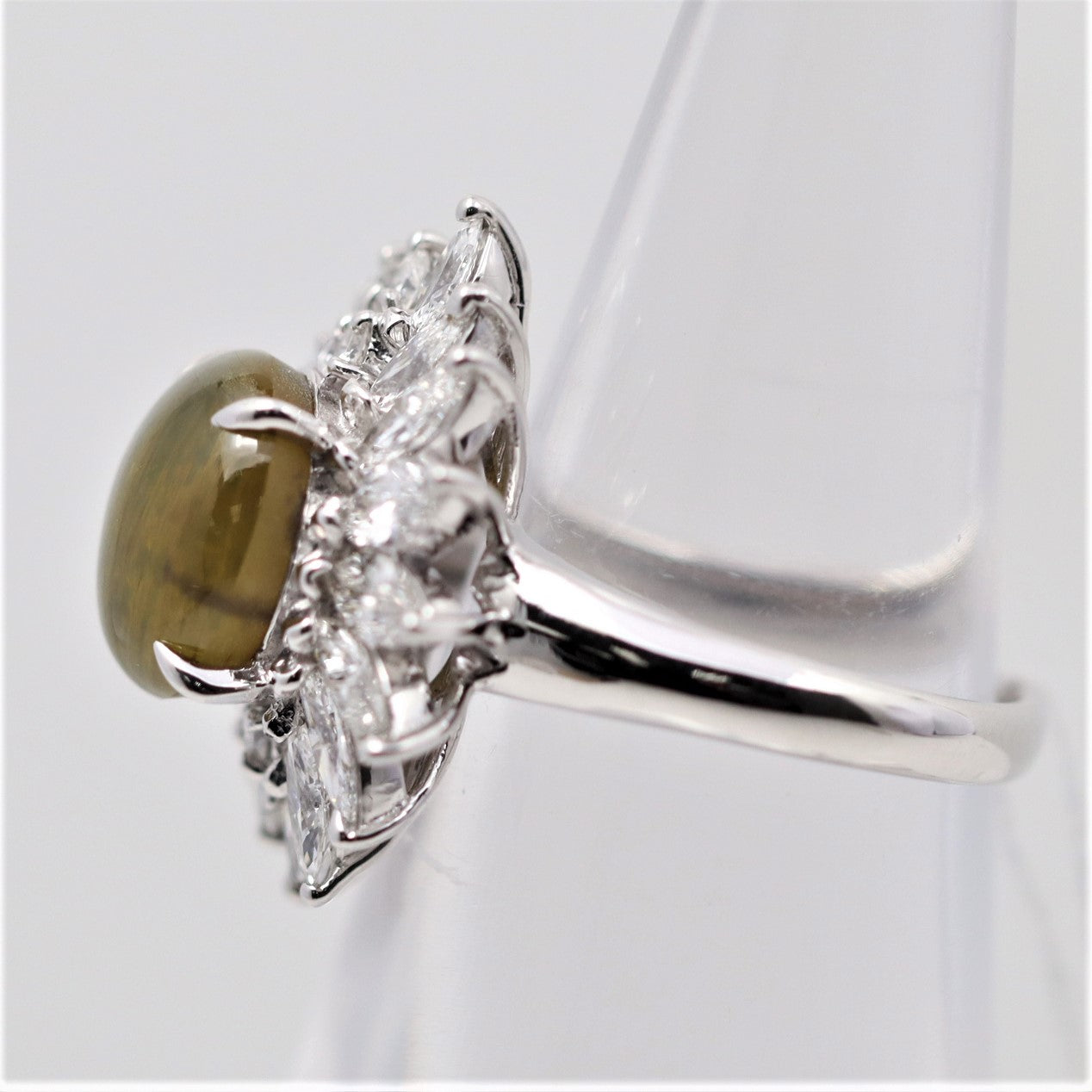 Cats Eye Chrysoberyl Diamond Platinum Ring