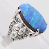 Fine Australian Boulder Opal Diamond Platinum Ring