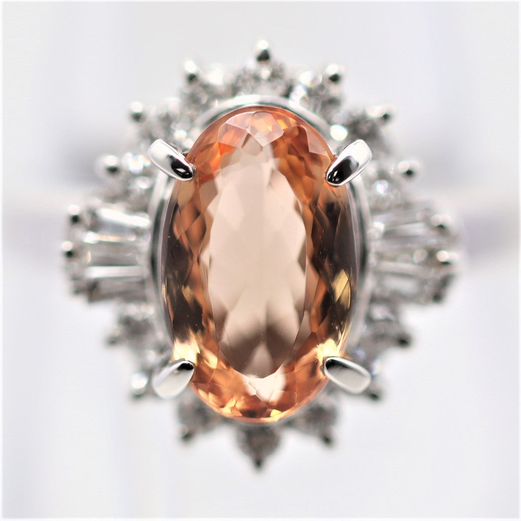 Imperial Topaz Diamond Platinum Ring