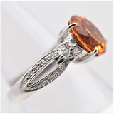 Extra-Fine Mandarin Garnet Diamond Platinum Ring