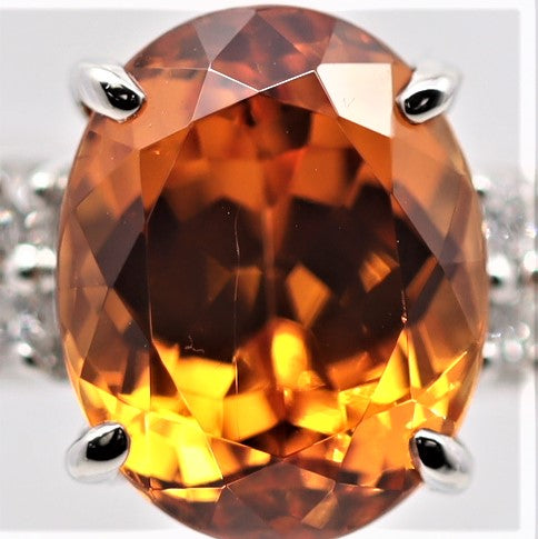 Extra-Fine Mandarin Garnet Diamond Platinum Ring