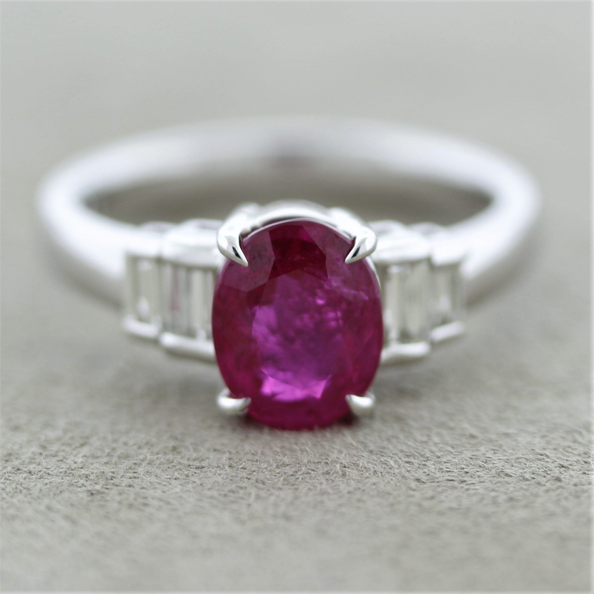 2.02 Carat Burmese Ruby Diamond Platinum Ring, GIA Certified