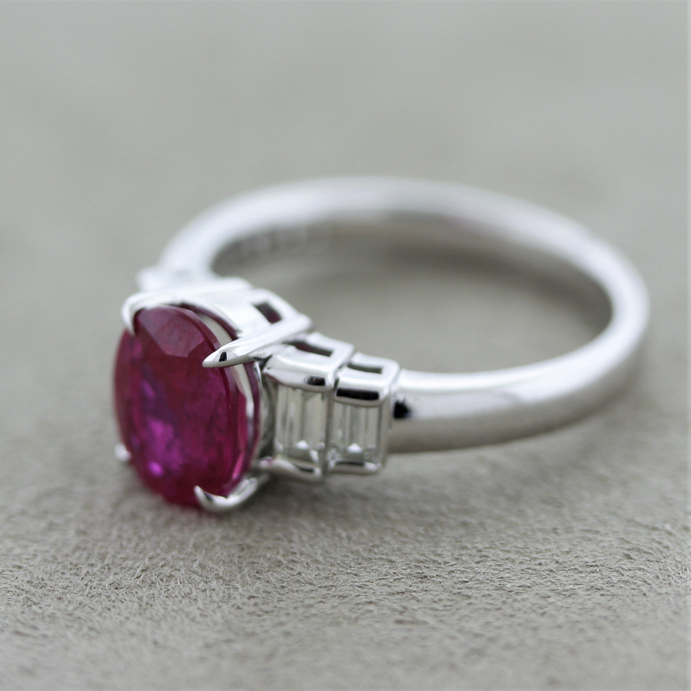 2.02 Carat Burmese Ruby Diamond Platinum Ring, GIA Certified