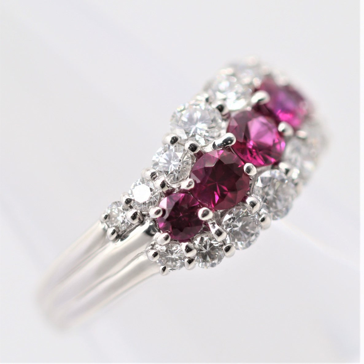 Ruby Diamond Platinum Swirl Band Ring