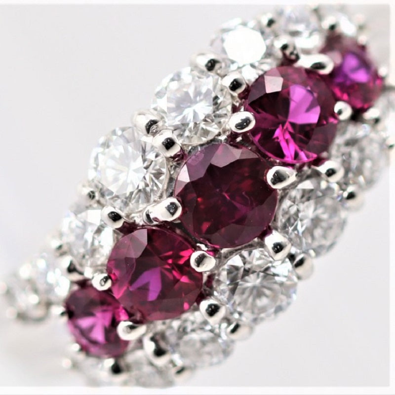 Ruby Diamond Platinum Swirl Band Ring