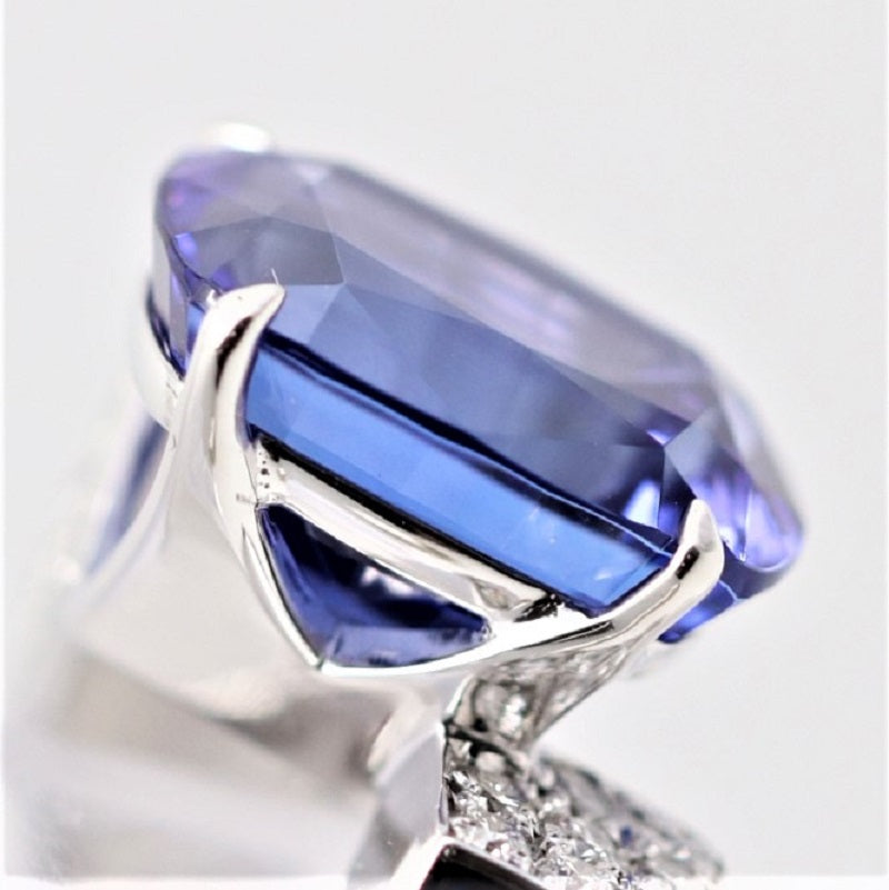 Modern Tanzanite Diamond Platinum Ring